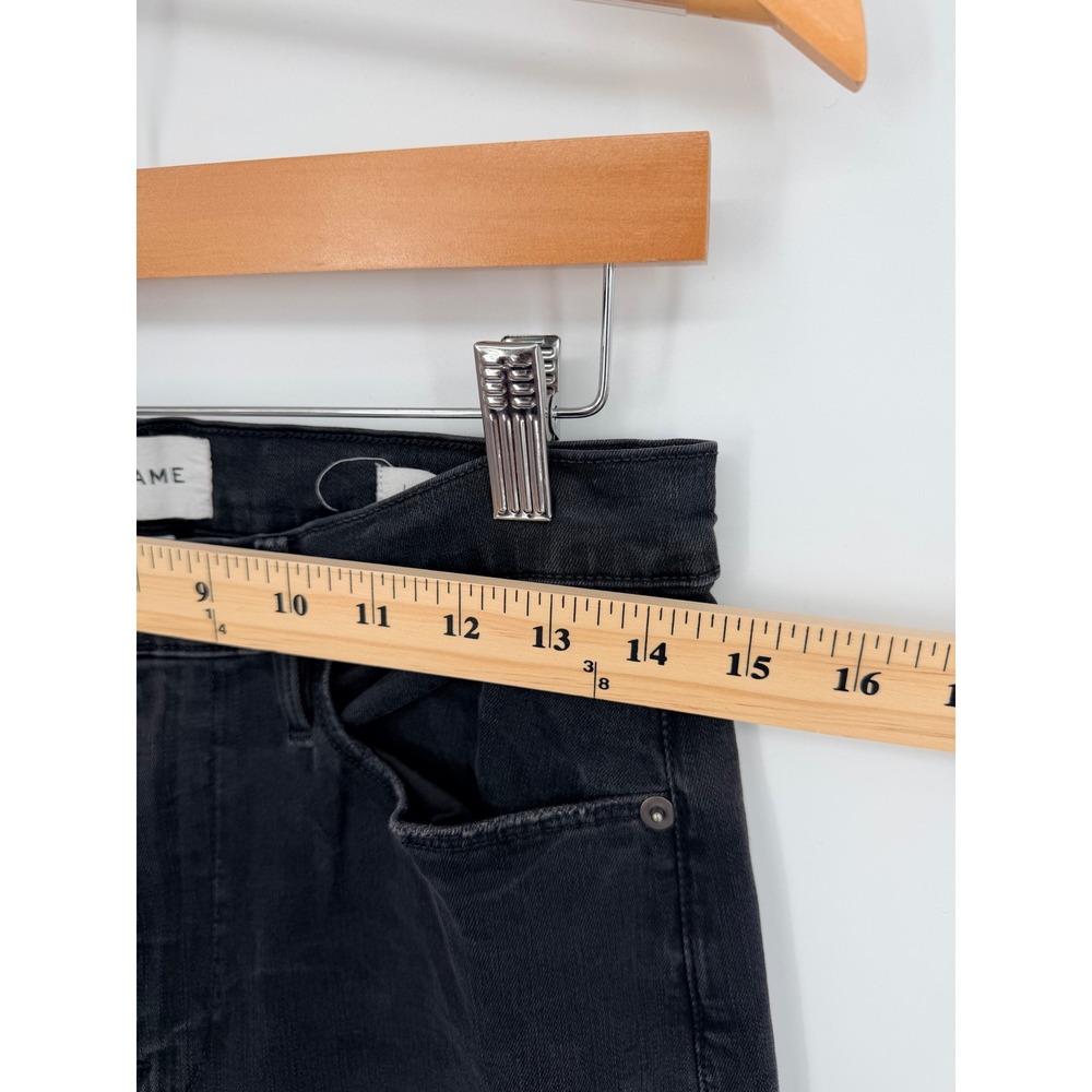 FRAME Le High Straight‎ Jeans Maverick Rips Black Distressed 30 LHST208 - Picture 5 of 10